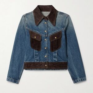 Nili Lotan Brooklyn Suede Denim Jacket